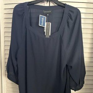 Navy Blue Blouse Sheer XL